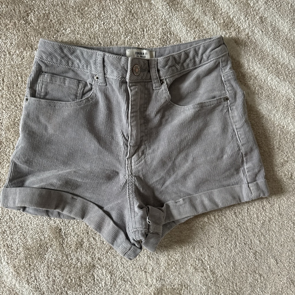 H&M High Waist Gray Corduroy Shorts